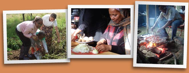 harvesting, preparing and cooking food at degmo